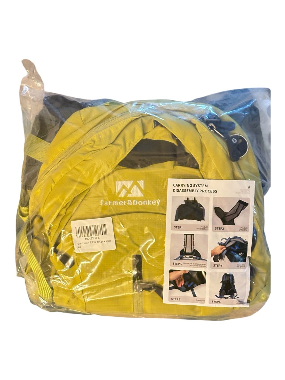 Farmer & Donkey Unisex Lime green hiking Backpack - NWT